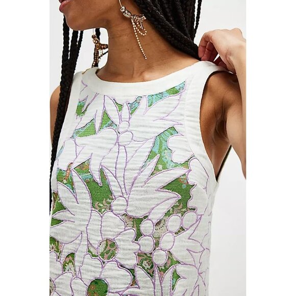 FREE PEOPLE Women's Alba Mini Dress Size S In Green Combo - Picture 3 of 15